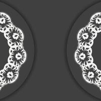Black color brochure with abstract white ornament for your design. vector