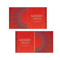 Holiday card Happy New Year in Red color with luxurious burgundy ornament vector