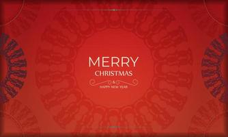 Brochure Merry Christmas and Happy New Year Red color with luxury burgundy ornament vector