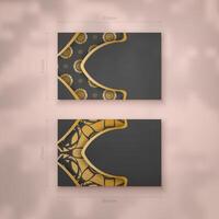 Presentable business card in black with vintage gold pattern for your personality. vector