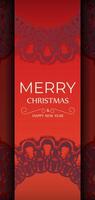 Red Color Happy New Year Holiday Flyer with Abstract Burgundy Pattern vector