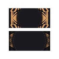 Greeting card in dark color with orange greek pattern vector