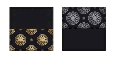 Two black and gold cards with ornate designs vector