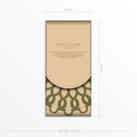 Vector Beige color greeting card design with mandala patterns. Invitation card design with space for your text and abstract ornament.