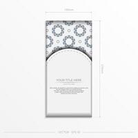 Preparing an invitation with a place for your text and abstract patterns. Luxurious Vector Template for Print Design Postcards White Colors with Patterns.