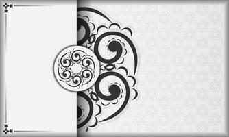 Greeting Brochure in white with black luxury pattern vector