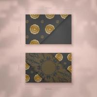 Business card template in black with gold mandala pattern for your personality. vector