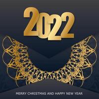 2022 Happy New Year Black Greeting Card with Luxurious Gold Pattern vector