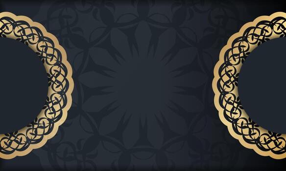 Golden frame with ornate pattern on black background vector