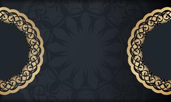 Black banner with abstract gold pattern and place under your text vector