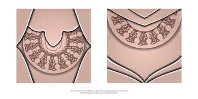 Postcard in pink color with a luxurious pattern for your congratulations. vector
