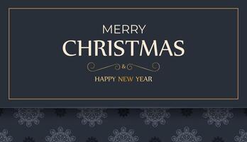 Dark blue happy new year flyer with abstract blue pattern vector