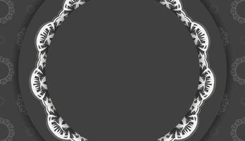 Baner in black with luxurious white ornaments and a place for your logo vector