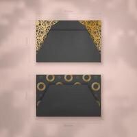 Presentable black business card with vintage gold pattern for your brand. vector