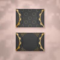 A presentable business card in black with a luxurious gold pattern for your contacts. vector