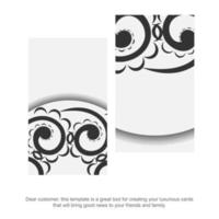 White color business card template with black luxury pattern vector