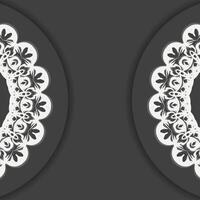 Black color flyer with vintage white ornament for your design. vector