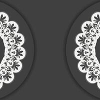 Black color flyer with vintage white ornament for your design. vector