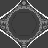 Brochure in black with mandala pattern in white for your design. vector