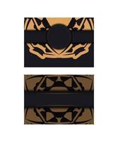 Dark color greeting card with orange abstract ornament vector