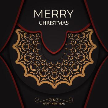 Template Greeting card Merry Christmas and Happy New Year white color with winter pattern. vector