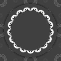 Black color flyer with vintage white pattern prepared for typography. vector