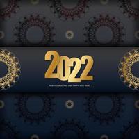 Flyer 2022 merry christmas black color with abstract gold pattern vector