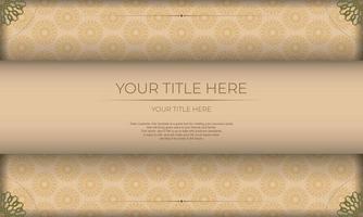 Print-ready postcard design with Greek ornaments. Beige banner template with luxury ornaments and place for your text. vector