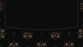 Black banner template with luxurious brown pattern and space for your logo vector