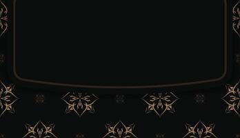 Black banner template with luxurious brown pattern and space for your logo vector