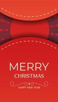 Red color happy new year flyer with vintage burgundy ornament vector