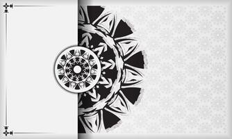 A black and white card with a circular design vector