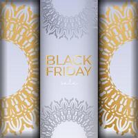 Black Friday poster template in beige color with abstract pattern vector