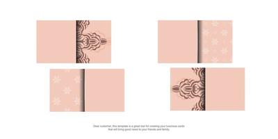 Brochure in pink with mandala ornament prepared for typography. vector