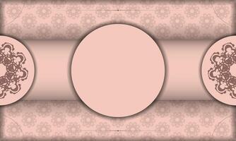 A pink background with a circular frame and a floral pattern vector