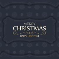 Flyer merry christmas dark blue with winter blue pattern vector