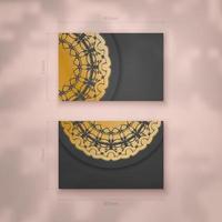 Presentable business card in black with Greek gold pattern for your contacts. vector