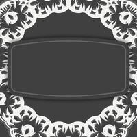 Black brochure with abstract white ornament for your congratulations. vector
