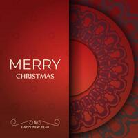 Holiday card Happy New Year Red color with abstract burgundy pattern vector