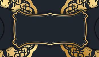Postcard in black with a Greek brown pattern for your congratulations. vector