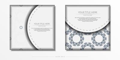 Preparing an invitation with a place for your text and abstract ornament. Luxurious Vector Template for Print Design Postcards White Color with Ornaments.