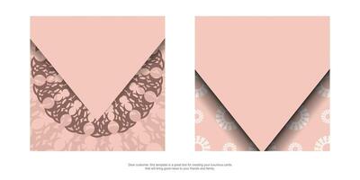 Congratulatory leaflet in pink color with Indian pattern for your design. vector