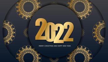 Happy new year 2020 with gold numbers and golden doodles on a dark blue background vector