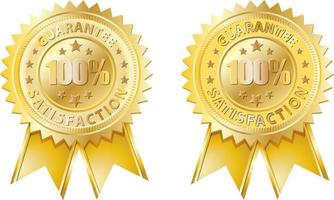 garantía de satisfacción 100 por ciento en oro y diseño en relieve vector