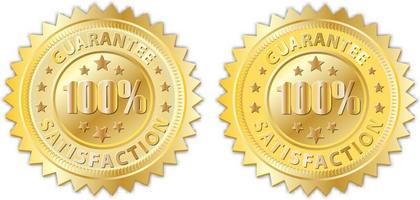 garantía de satisfacción 100 por ciento en oro y diseño en relieve vector