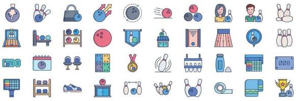 Collection of icons related to Bowling, including icons like Ball, Pin, Medal and more. vector illustrations, Pixel Perfect set