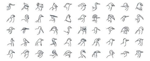 Collection of icons related to Birds, including icons like Avocet, Duck, Cardinal and more. vector illustrations, Pixel Perfect set