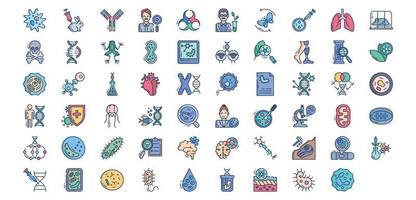 Collection of icons related to Biology and technology, including icons like amoeba, Biochemists, biologist, Cell,  and more. vector illustrations, Pixel Perfect set