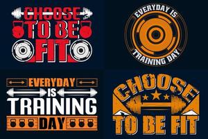 motivational quotes for workout T-shirt Design, Gym-Fitness T-shirt Design Bundle vector
