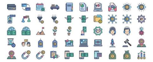 Collection of icons related to Business and finance, including icons like Agreement, Analytics, Businessman, Checklist and more. vector illustrations, Pixel Perfect set